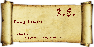 Kapy Endre névjegykártya